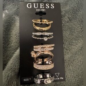 GUESS Women's Mixed Metal Ring Set